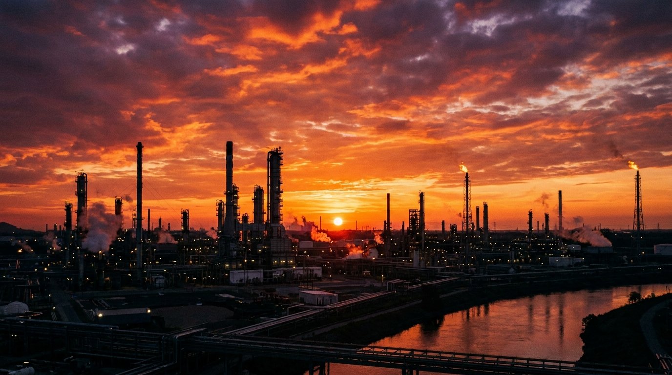 Industrial oil and gas refinery